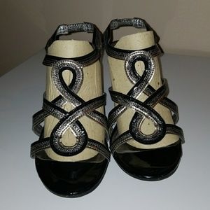 Anne Klein black and silver shoes